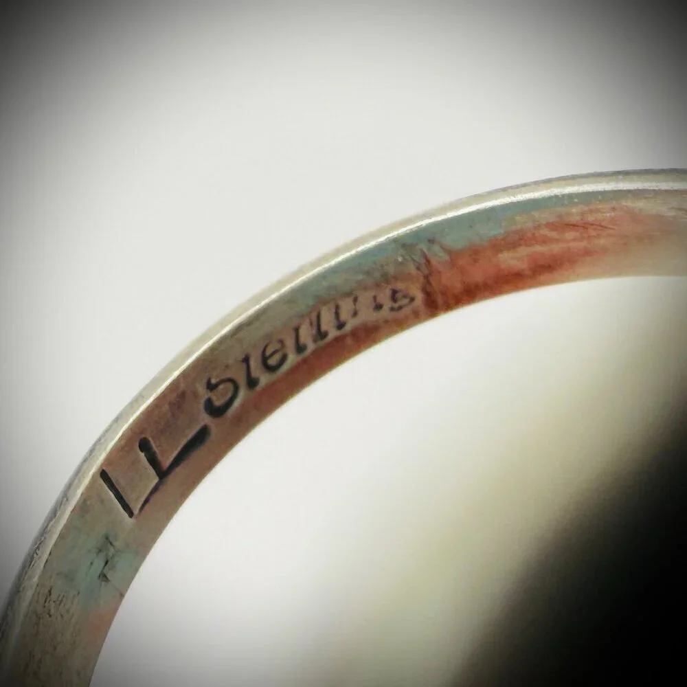 Navajo Sterling Turquoise Ring — artist-stamped F - Freda Martinez, Size 7